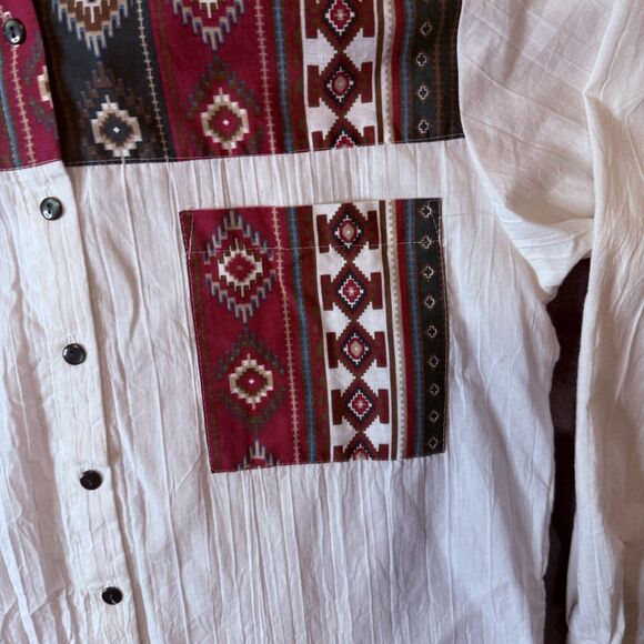 Vintage Tap & Co Western Button Up Long Sleeve Aztec Large 5632B Shoulder Patted - Picture 2 of 7